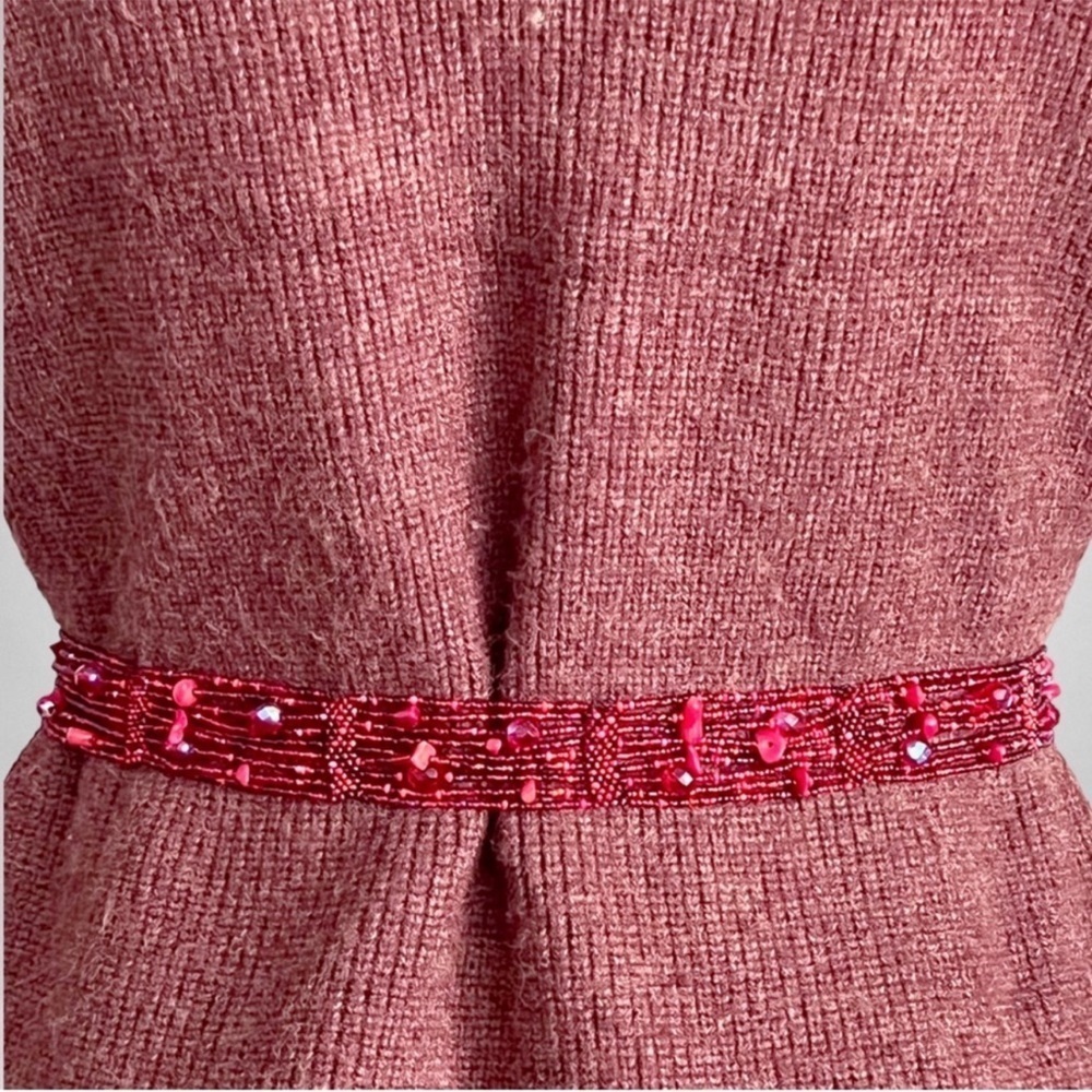 Glass Beaded Belt/Scarf Red 60” - Picture 5 of 6